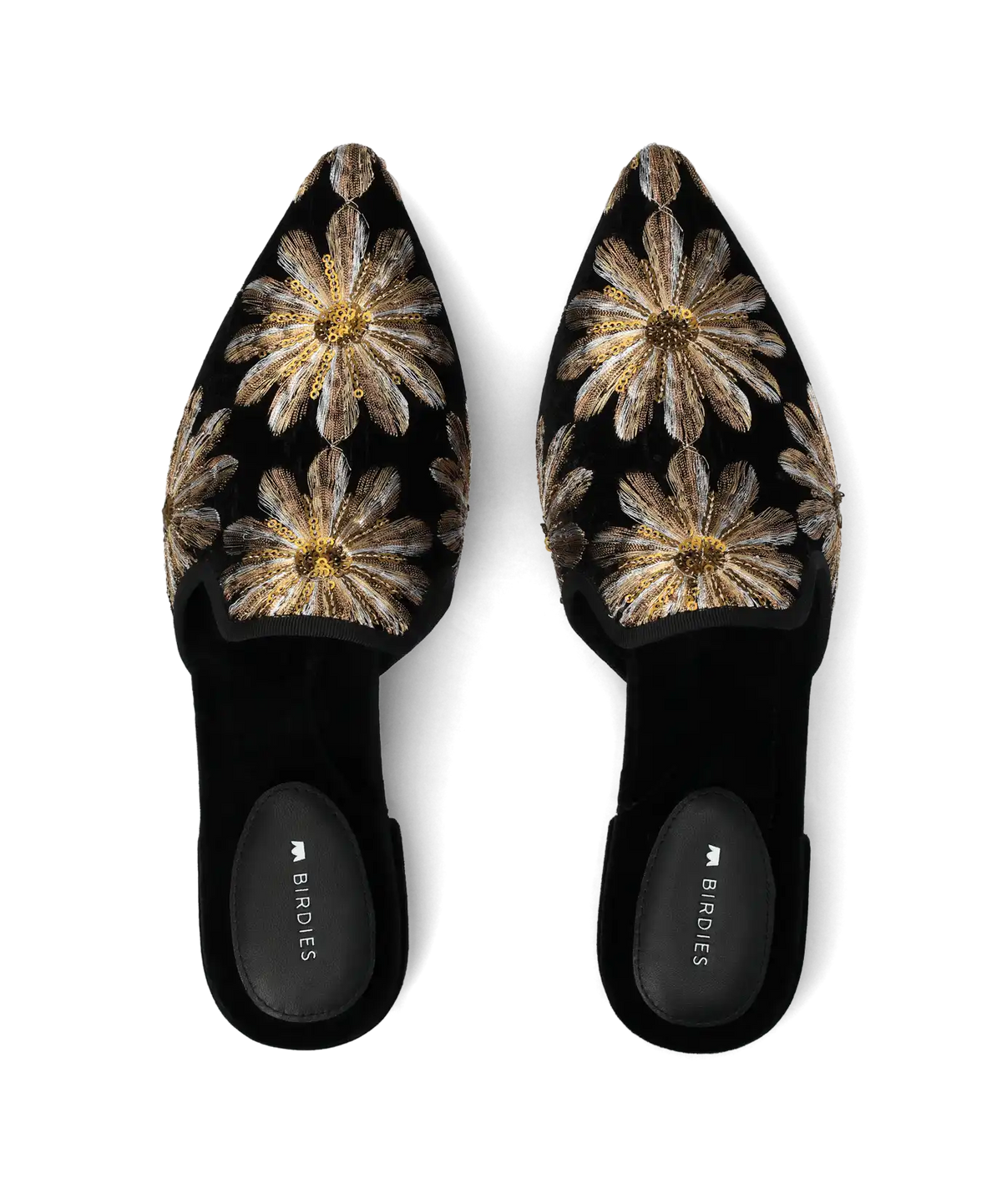 The Goldfinch 15 Mule - Black Gold Starburst Velvet