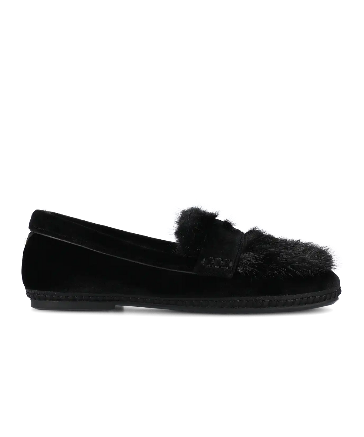 The Heron Loafer Cozy - Black Velvet Faux Fur